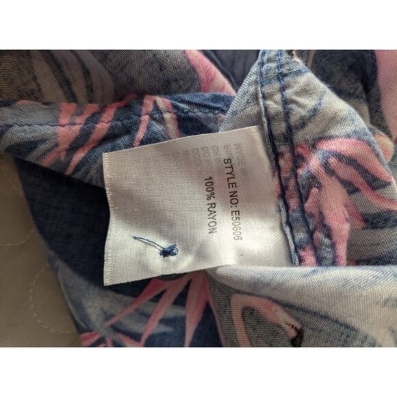 Endless Summer Hawaiian Shirt Mens XL Palm Flamingos Blue - Picture 5 of 8